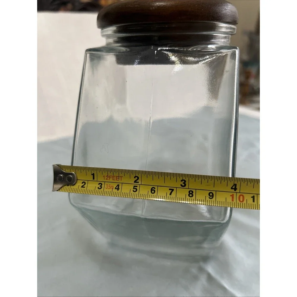 Vintage Libbey of Canada Hexagon Glass Canister “general Store” Style Jar W/ Lid